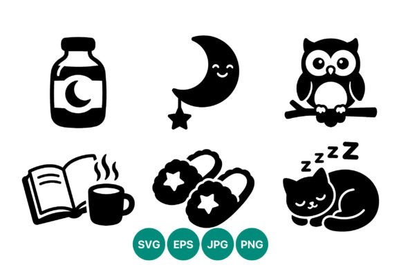 Download Nighttime Icons with Owl Moon Cat - Moon cat Collection