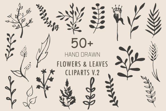 Download Handmade Flowers &amp; Leaves Cliparts V.2 - Handmade flowers Collection