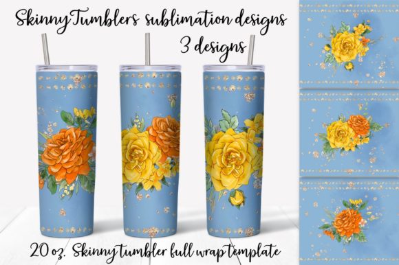 Download Roses Sublimation Design. Skinny Tumbler - Premium Bundle