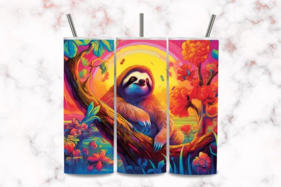 Download Floral Theme Sloth Tumbler Wrap - Floral theme Collection