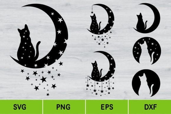 Download Moon Cat, Cat with Star, Svg - Moon cat Collection