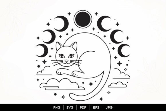 Download Mystical Moon Cat SVG Design - Moon cat Collection