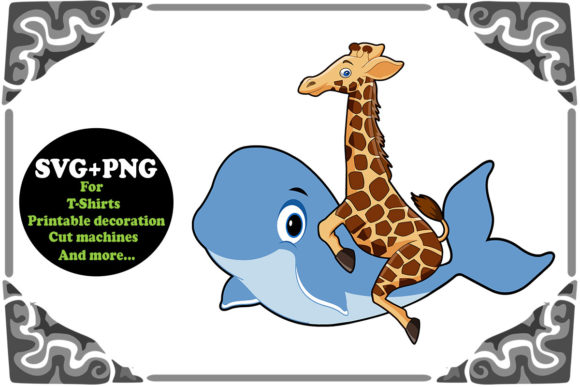 Download Funny Giraffe Riding Whale SVG and PNG - Whale svg Collection