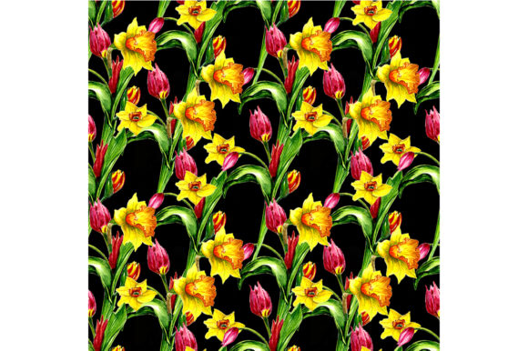 Download Spring Pattern of Tulips and Daffodils - Premium Resources