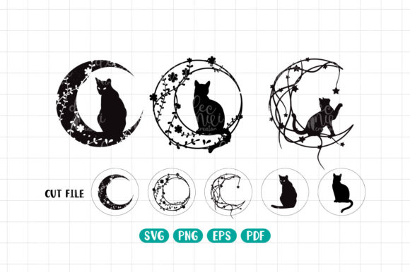Download Moon Cat Svg, Mystical Cat on the Moon - Moon cat Collection