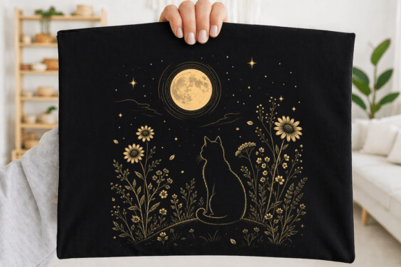 Download Beautiful Moon Cat Floral PNG - Moon cat Collection
