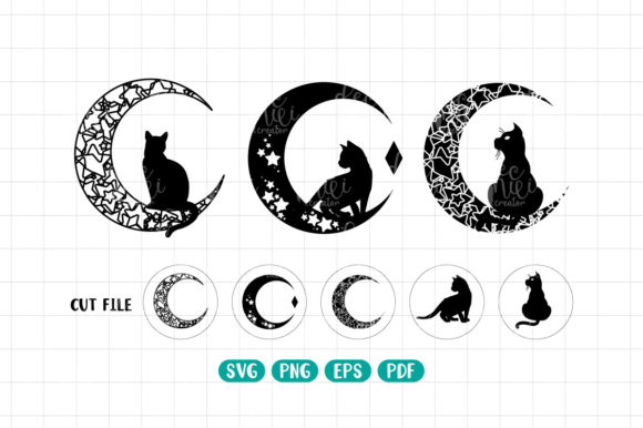 Download Moon Cat Svg, Cat on the Moon Png - Moon cat Collection