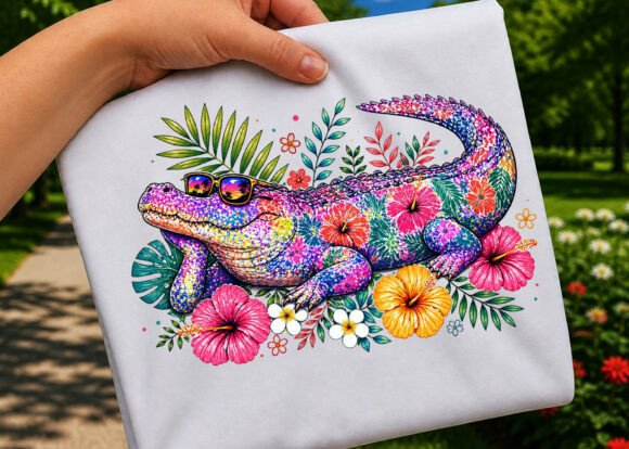Download Crocodile Vibe Tropical Floral Theme PNG - Floral theme Collection