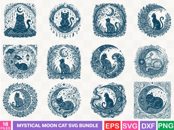 Download Mystical Moon Cat SVG Bundle - Moon cat Collection